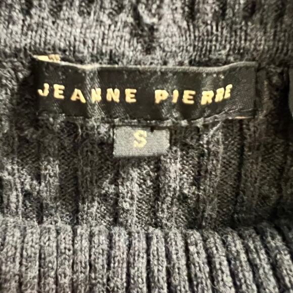 Jeanne Pierre Size S Turtleneck Cable Knit Pullover Sweater Dark Grey Warm Cozy - Picture 3 of 10